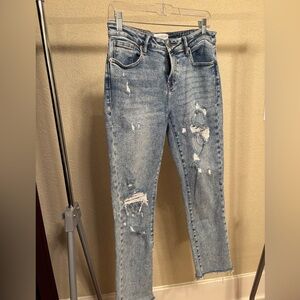 Dear John Light Blue Distressed Straight Leg Jeans